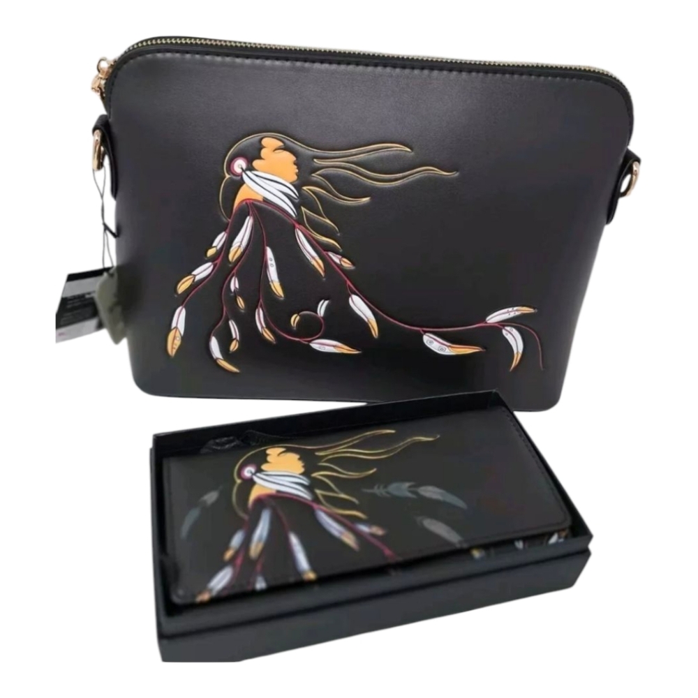 Maxine Noel Eagle's Gift Faux Leather Art Shoulder Bag And Wallet
